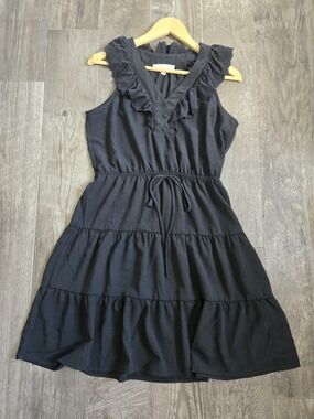 Black Ruffled Tiered Sleeveless Dress Size L